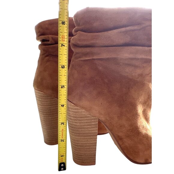 Chinese Laundry Boots Laurel Tan Suede Ankle Peep Toe Pull On Ruched Size 7.5 - Picture 8 of 8